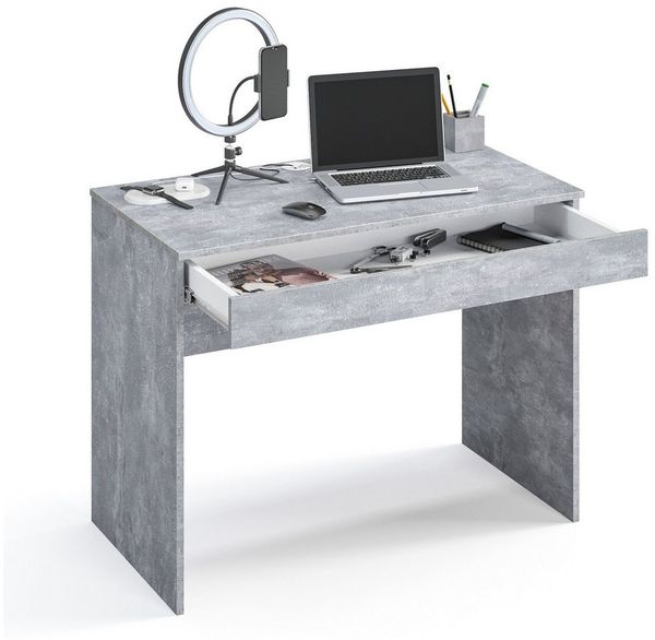 KOMTO Schreibtisch Milan mit 1 Schublade Bürotisch Computertisch Klein Arbeitstisch, Büro PC-Tisch Kinderschreibtisch mit Stauraum 100 x 53 x 76 cm
