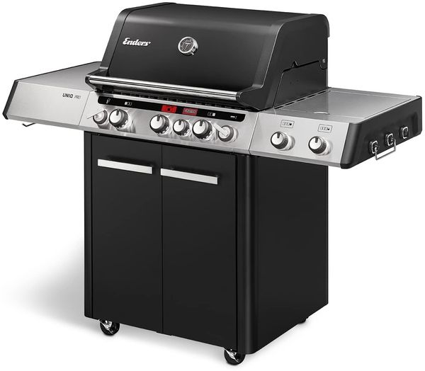 Enders Gasgrill UNIQ PRO 3 IK CRUSTER, 3-Edelstahlbrenner + Seitenkocher, HEAT RANGE-Brenner, SWITCH GRID, 800 °C TURBO ZONE, SIMPLE CLEAN,doppelwandige Garhaube, Warmhalterost, Cruster® #8609