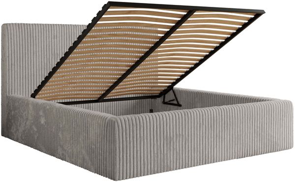 MKS Möbel 'Tiliano Classic' Polsterbett mit Stauraum, Cordstoff, Hellgrau, 180x200 cm, ohne Matratze Bild 6