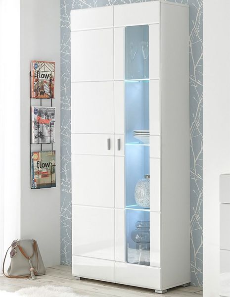 Vitrine Erik / Enrique, Holzwerkstoff, Weiß, 79 x 194 x 42 cm