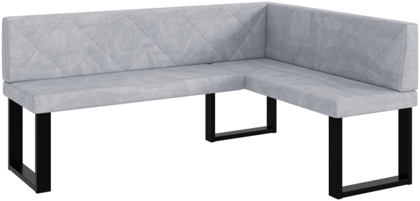 MEBLINI Eckbank für Esszimmer - Küchenbank - Essecke - Sitzecke Küche - ERIC - U-Beine 128x168x87cm Rechts - Hellgrau Samt
