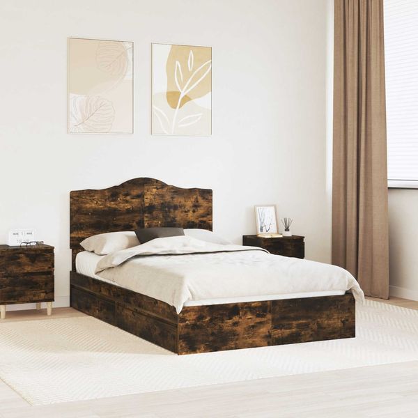 vidaXL Aufbewahrungsbett Geräucherte Eiche 135 x 190 cm Holzwerkstoff 3413517