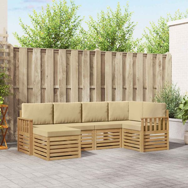 vidaXL Outdoor-Sofagarnitur 6 pcs Weiß und Beige 247 x 128,5 x 73 cm 3392108