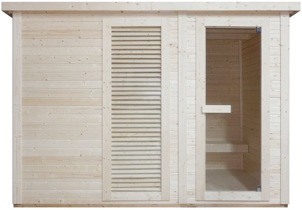 Sanotechnik Outdoorsauna 'VAASA' für 4 - 5 Personen mit Umkleide, Fichtenholz, 310x230x219,5 cm