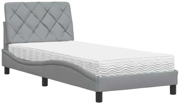 vidaXL Bett mit Matratze Hellgrau 80x200 cm Stoff 3310699