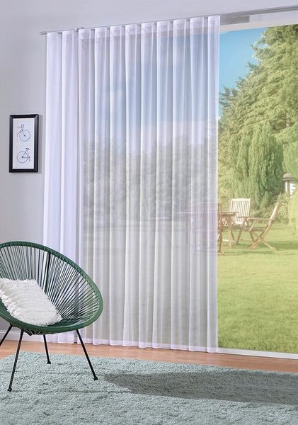 DecoHome24 Gardine Iris (1 St), verdeckte Schlaufen, halbtransparent, Store