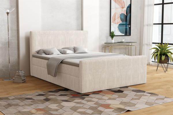 Boxspringbett Schlafzimmerbett IKAROS 140x200cm in Stoff Poso Creme