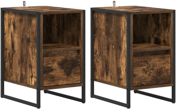 vidaXL Nachttisch 2 pcs Raucharbe 39,5 x 30 x 50 cm Holzwerkstoff 886659