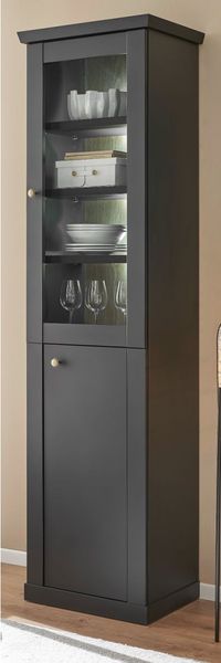 Vitrine Filmore in schwarz matt Landhaus 55 x 200 cm