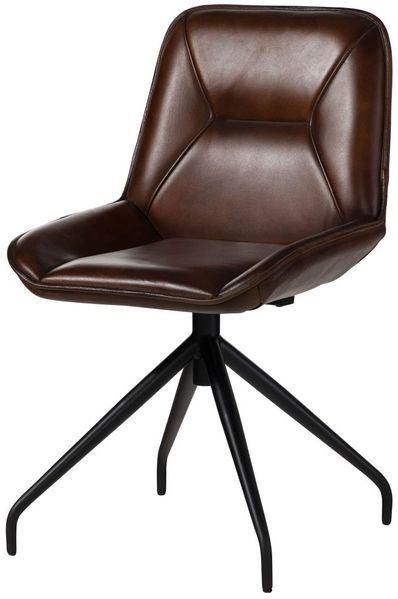 Stuhl Echtleder 49x56x83 braun IRON LABEL #108
