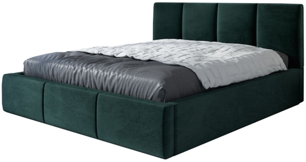 Polsterbett ORINO-OM 90x200 mit Bettkasten und Lattenrost. Farbe: Dunkelgrun 10