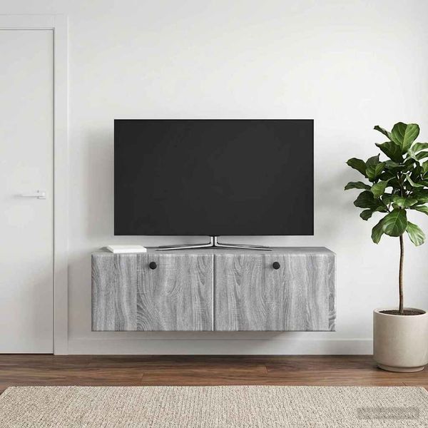 vidaXL Wandmontierter TV-Schrank 98 x 31 x 30 cm Grau Sonoma 899241