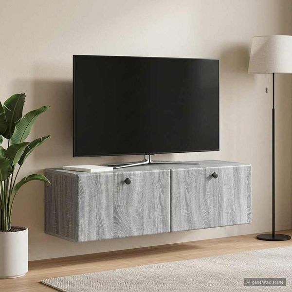 vidaXL Wandmontierter TV-Schrank 98 x 31 x 30 cm Grau Sonoma 899241