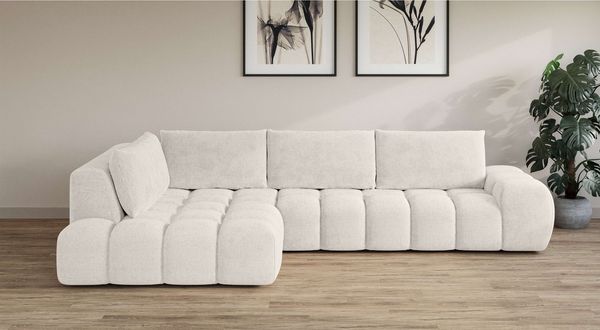 OTTO home Ecksofa AZITA L-Form, XL 296 cm - Designsofa in Bubble-Optik, lose Rückenkissen, traumhafte Steppung