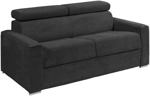 Vente-unique - VIZIR Sofa SamtStoff Grau - B 223 cm94 cm x H 110 cm95 cm x L 216 cm