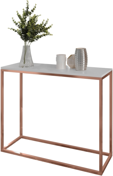 AX LIVING Konsole für Flur Lortie 100 cm weiß kupferfarbenes Gestell Bild 2
