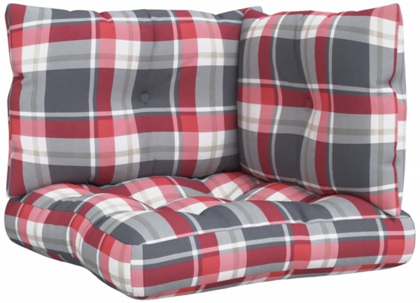 vidaXL Palettenkissen 3-tlg., Stoff, Rot Karomuster