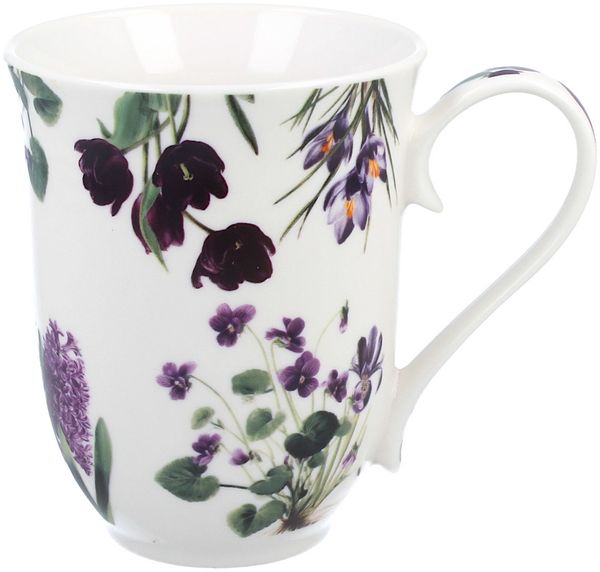 DUO Spring in bloom Becher 460 ml PURPLE FLOWERS in dekorativer Box, New Bone China Porzellan