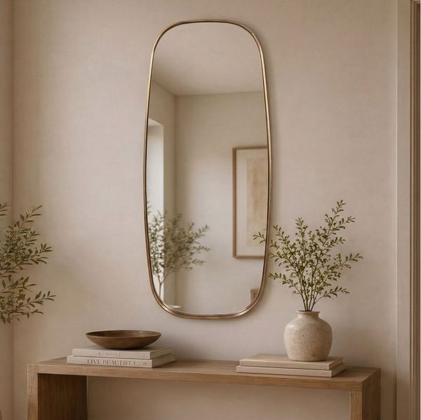 FINEBUY Spiegel Flurspiegel 122cm Spiegel Metall Rahmen modern Hängespiegel FB117117 (Eleganter Hängespiegel mit feinem Goldrahmen), Flexibel horizontal oder vertikal montierbar