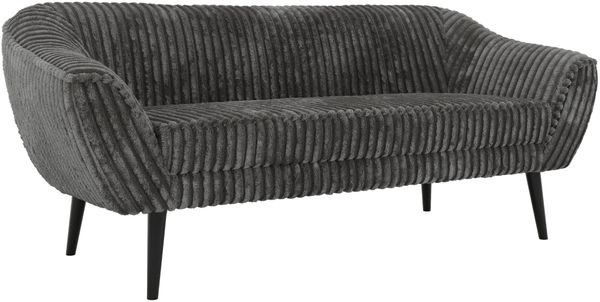 Sofa, Wohnzimmersofa PIRS 3, Skandinavisches Sofa 3-Sitzer, Sofa mit Wellenfederung, schwarze Füße, Breite 180 cm Hoher Sitzkomfort - Grau Cord Bild 6