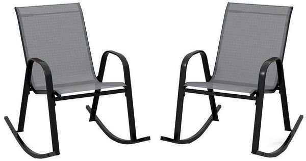 KOMFOTTEU Schaukelstuhl Gartenstuhl (2er Set), mit Rücklehne & Armlehne,bis 150 kg
