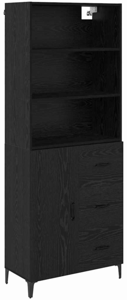 vidaXL Highboard Schwarz Eichen-Optik 69,5 x 34 x 180 cm Holzwerkstoff 3416167