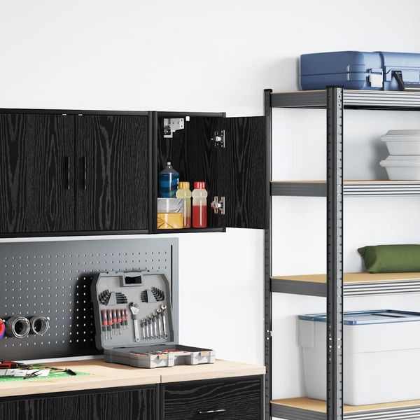 vidaXL Garagen-Wandschrank Schwarz Holzwerkstoff 860609