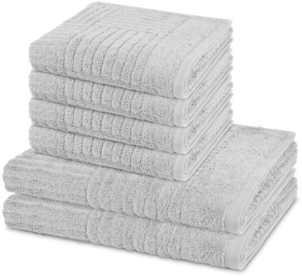 Ross Carre 6 tlg. Frottier-Set - 4 X Handtuch (50 X 100cm), 2 X Duschtuch (70 X 140cm) - 520 - Kiesel