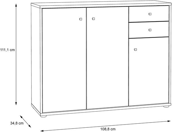 FORTE Tempra2 Kommode, Holzwerkstoff, Braun, 108,8 x 111,1 x 34,8 cm Bild 6