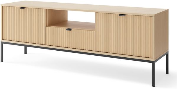 Selsey „Vellore“ TV-Lowboard mit Schublade und schwarzem Gestell, Eiche Vicenza Optik, 154 cm