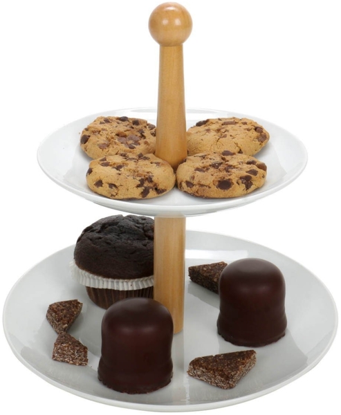 Bubble-Store Etagere 2 Ebenen Etagere, Keramik, Holz, (Hx) ca. 25,5 x 24 / 18 cm), 2 Ebenen Etagere, Keramik und Holz