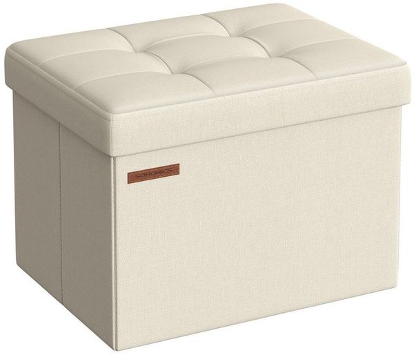 SONGMICS Sitzhocker kleine klappbare Sitzbank, für Wohnzimmer Schlafzimmer Schlafsaal (1 St), mit Stauraum, 30 x 30 x 30 cm, Aufbewahrungsbox, bis 130 kg belastbar