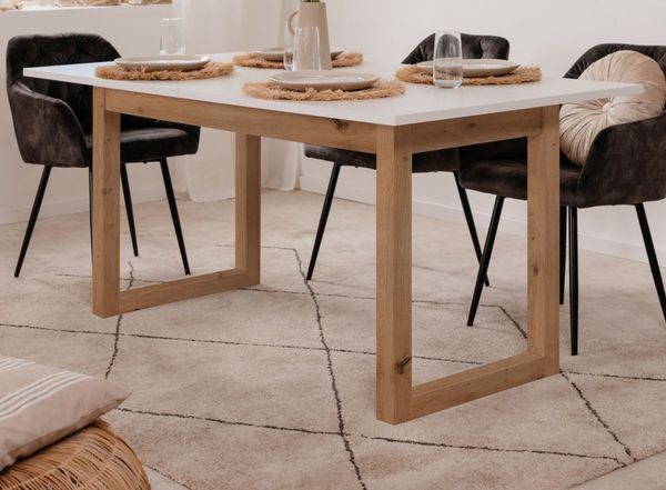 Esstisch Malta in weiß und Artisan Eiche ausziehbar 160 - 200 x 90 cm
