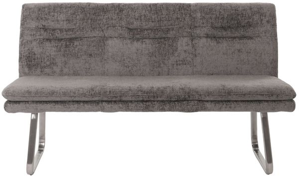 Sitzbank HWC-H70, Esszimmerbank Bank Polsterbank, Lehne Stoff/Textil Chenille Edelstahl gebürstet 160cm ~ dunkelgrau Bild 5