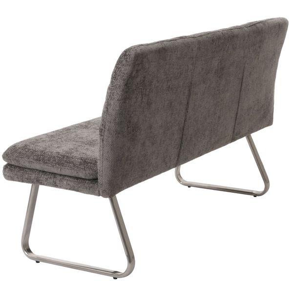 Sitzbank HWC-H70, Esszimmerbank Bank Polsterbank, Lehne Stoff/Textil Chenille Edelstahl gebürstet 160cm ~ dunkelgrau Bild 7