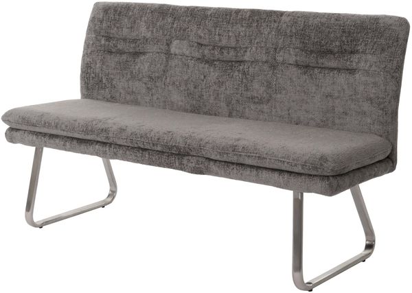 Sitzbank HWC-H70, Esszimmerbank Bank Polsterbank, Lehne Stoff/Textil Chenille Edelstahl gebürstet 160cm ~ dunkelgrau Bild 9