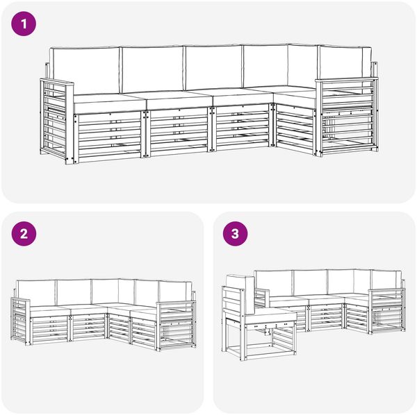 vidaXL Outdoor-Sofagarnitur 5 pcs Weiß und Anthrazit 3391847 Bild 7