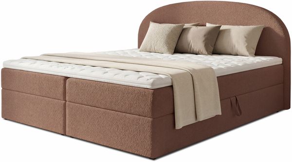Boxspringbett Cloud mit 2 Bettkästen, Doppelbett mit Bonell-Matratze und Topper, Polsterbett in weichem Bouclé-Stoff, Bett, Bettgestell für Schlafzimmer (Rosa (Coral 45), 160 x 200 cm) Bild 2