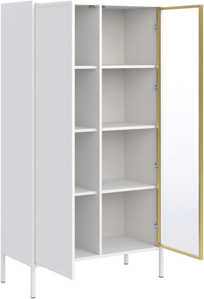 Selsey 'Velveto' Vitrine zweitürig mit Glasfront, 90 cm, Weiß Bild 4