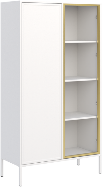 Selsey 'Velveto' Vitrine zweitürig mit Glasfront, 90 cm, Weiß