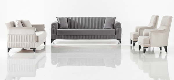 Sitzgruppe/Sofa Set - Wohnzimmergarnitur "Magnessia" 3+3+1-Beige