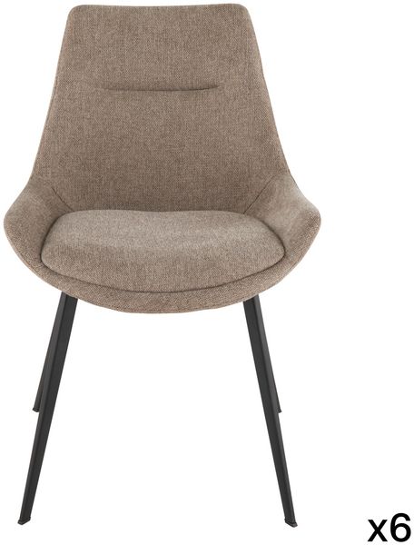 Signature Set mit 6 Stühlen aus taupefarbenem Stoff L62 cm - COLOMBE - Beige