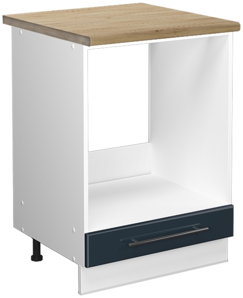 Herdumbauschrank Fame-Line Dunkelblau Hochglanz 60 cm , AP Eiche Vicco