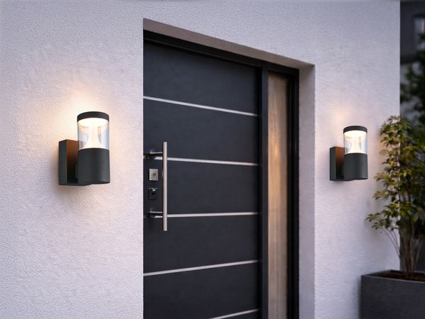 2er Set LED Außenwandleuchten Anthrazit zur Reihenschaltung geeignet, Höhe 24cm