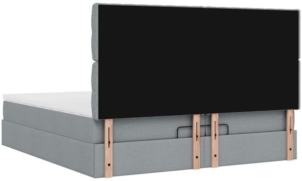 vidaXL Ottoman-Bett mit Matratzen & LEDs Hellgrau 200x200 cm Stoff 3314114 Bild 12