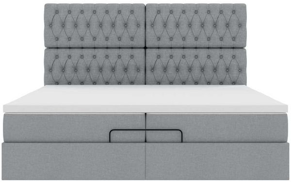 vidaXL Ottoman-Bett mit Matratzen & LEDs Hellgrau 200x200 cm Stoff 3314114 Bild 8