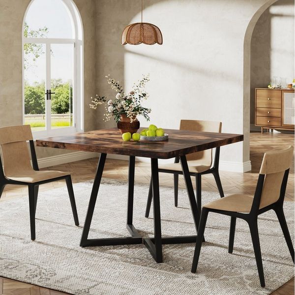 Tribesigns Esstisch 80cm quadratischer Esstisch für 4 Personen, Industrie-Küchentisch