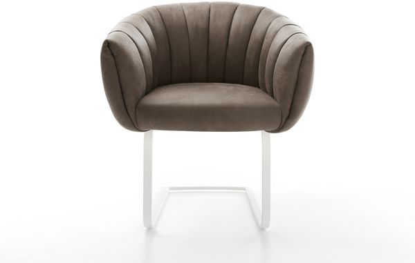 Freischwinger Jada-Flex Mikrofaser Taupe Vintage Freischwinger flach Weiß Taschenfederkern Bild 2