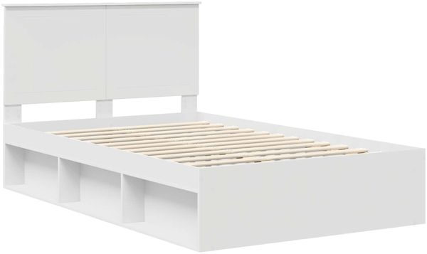 vidaXL Bettrahmen mit Kopfteil Weiß 120 x 190 cm Massives Kiefernholz 3411037 Bild 4
