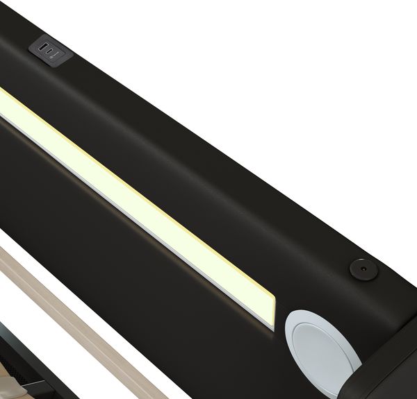 Polsterbett 90x200 cm mit LED, Bluetooth und großem Stauraum schwarzes Kunstleder, hydraulische Aufbewahrung Bild 10